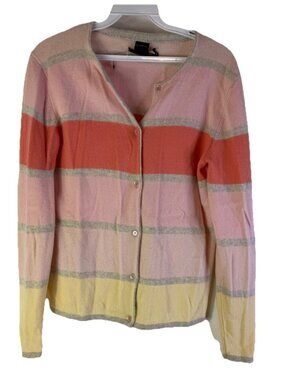 Vintage 90s Soft Cashmere Color Block Cardigan Sweater Luxury